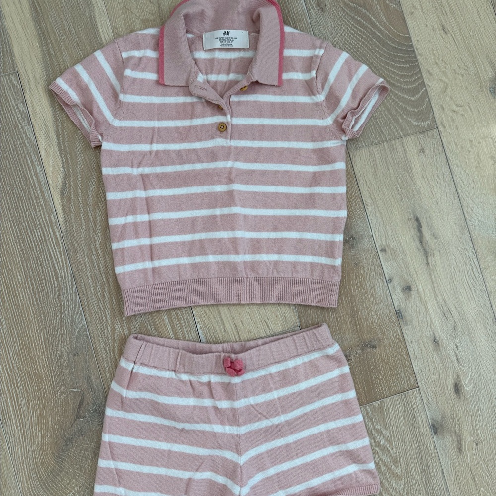 H&M Kids Pink and White Striped Matching Set